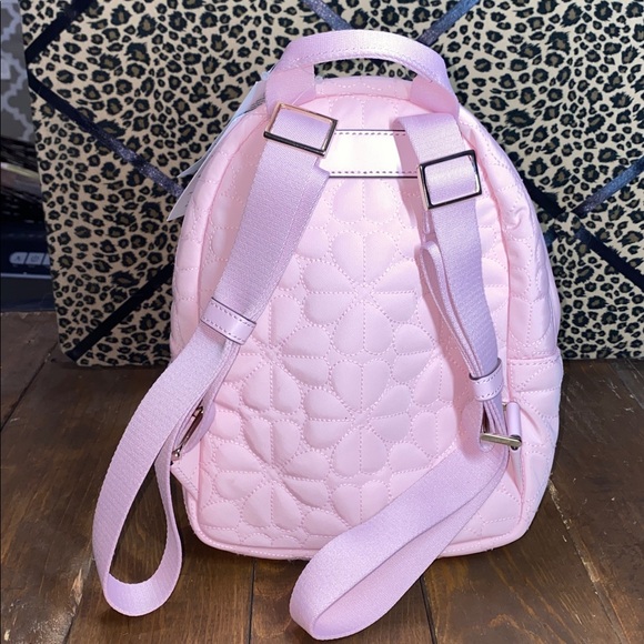 KATE SPADE SPADE FLOWER QUILTED FABRIC SMALL BACKPACK PINK HORIZON NWT - Picture 4 of 14